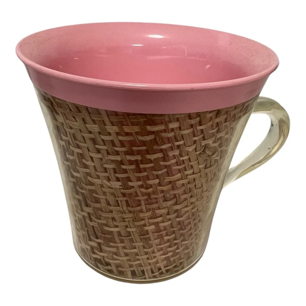 Vintage Melmac Burlap Insulated Mugs Raffia Ware Lightweight Coffee Mugs
